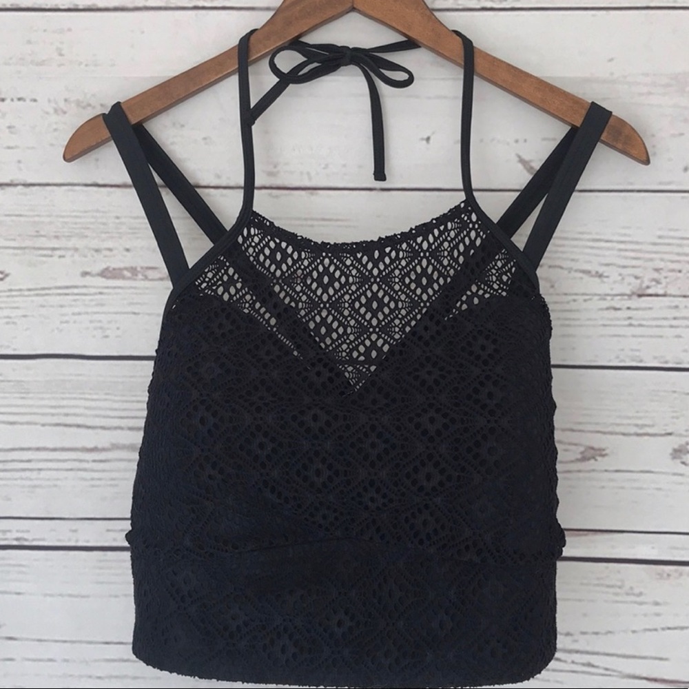 Torrid Black Crochet Swim Top Size 2